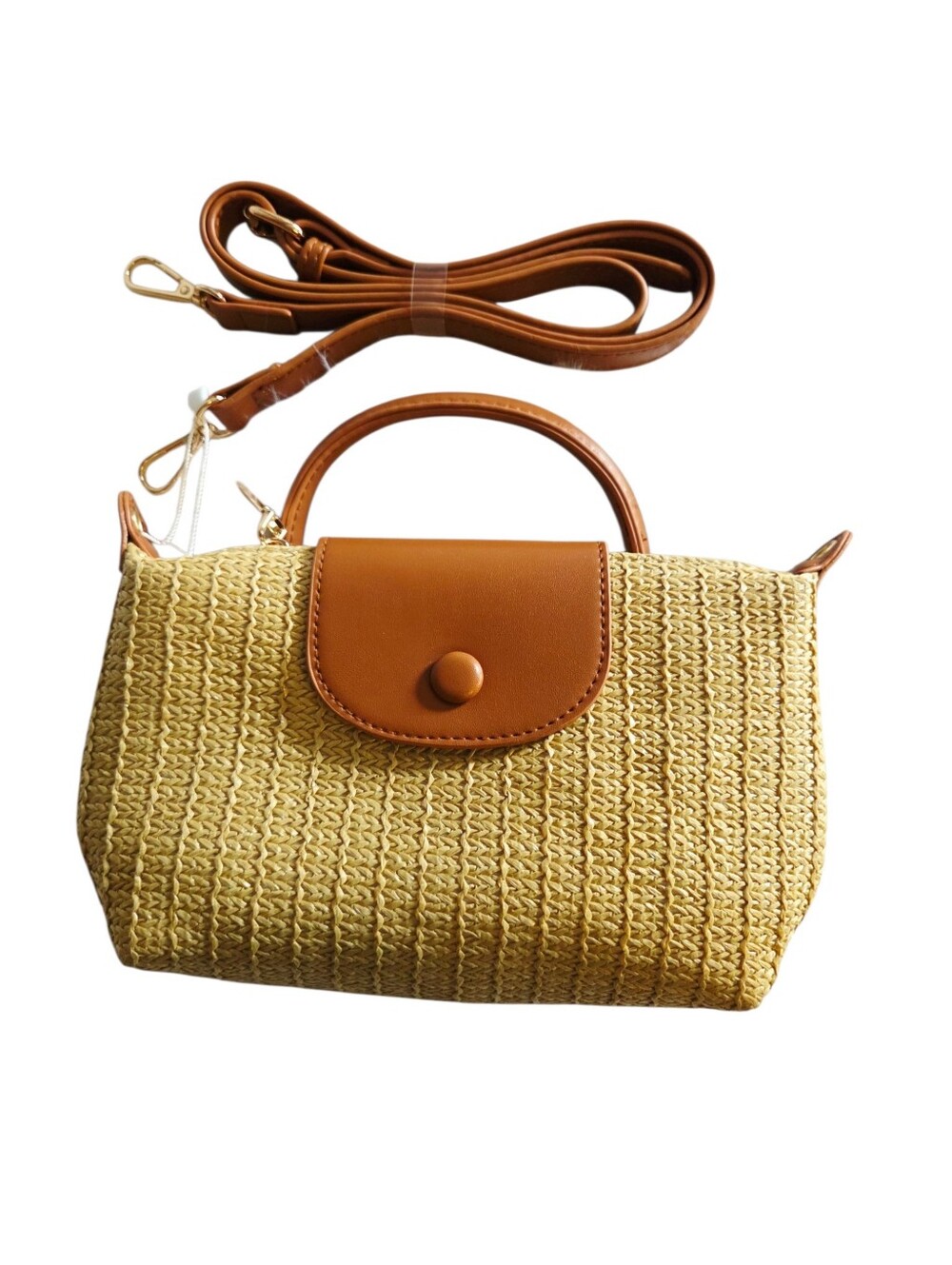 Raffia Woven Straw Crossbody Handbag